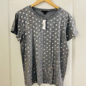 NWT J. CREW XL GRAY T-SHIRT WITH SILVER STARS